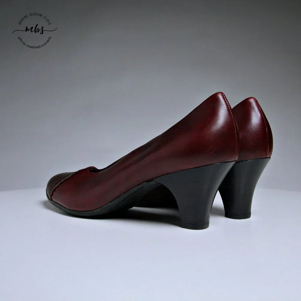 EUC BeautiFeel Calla Cap Toe Pumps‎ in Burgundy Women Size EU 42